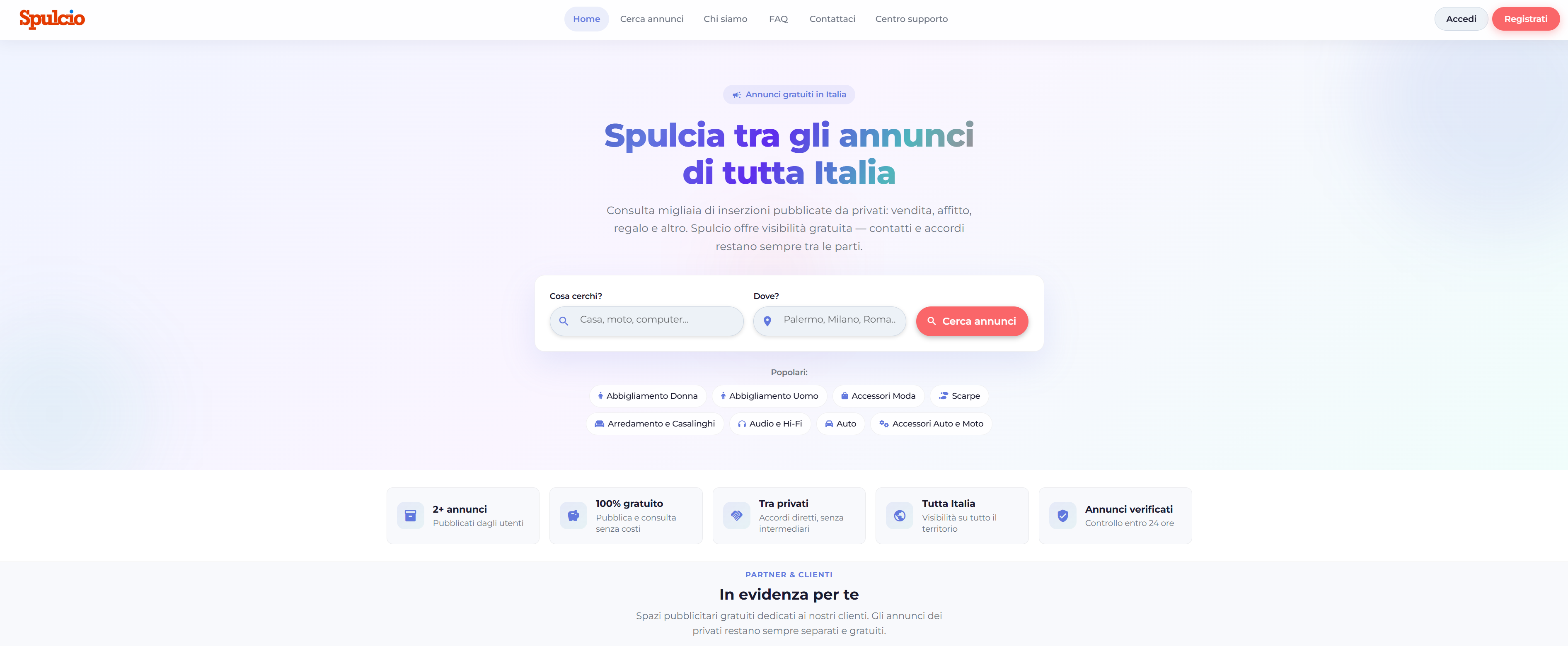 Anteprima sito Spulcio.it per annunci di vendita